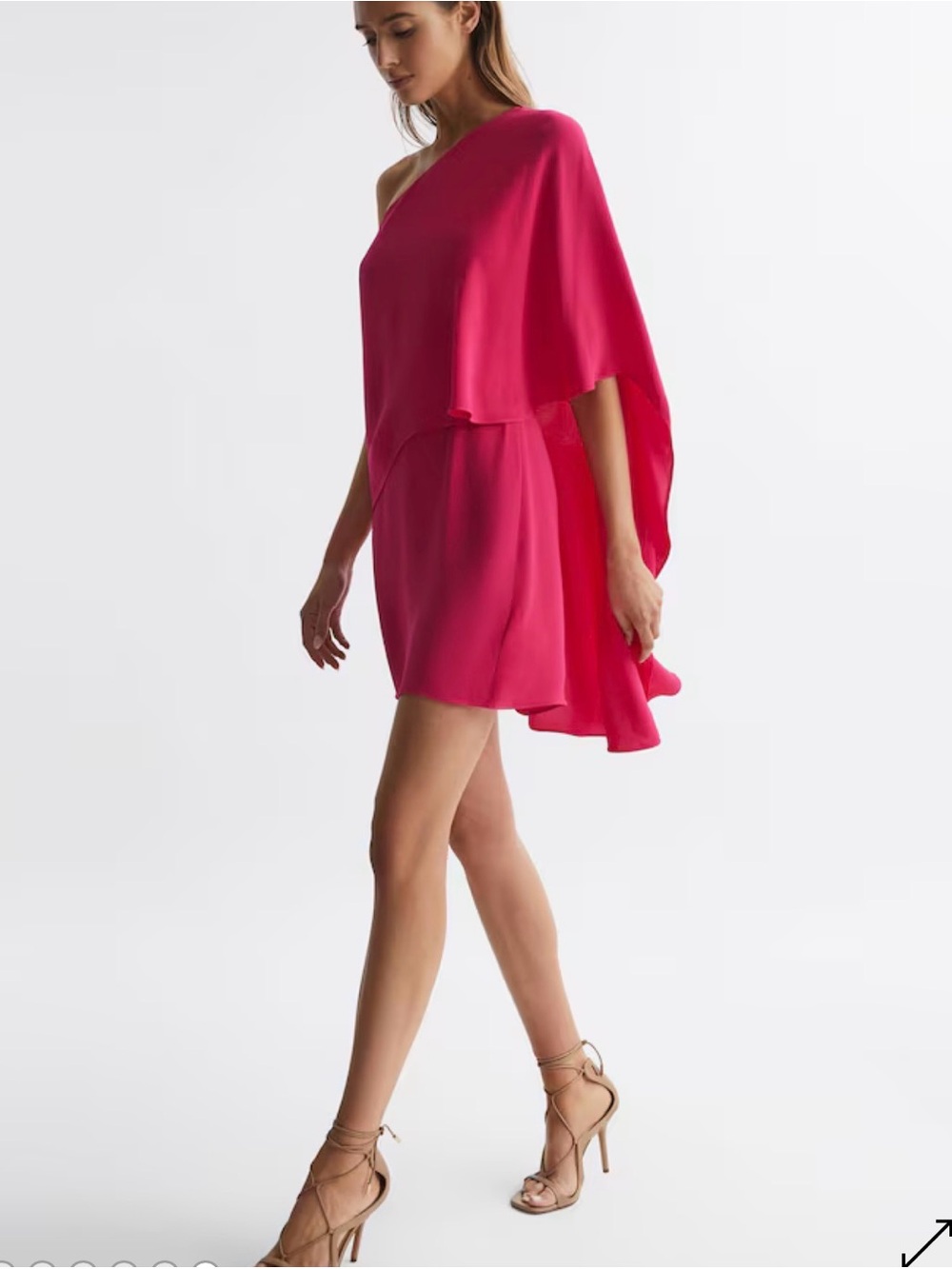 Reid’s~Blake One Shoulder Cape Mini Dress in Bright Pink/Red Sz 10 elegant, sexy